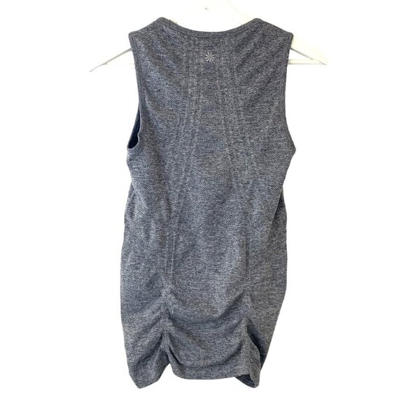 Athleta Heathered Gray Ruched Workout Tank with Ribbed Detail Sz XS Workout Yoga - Picture 2 of 8